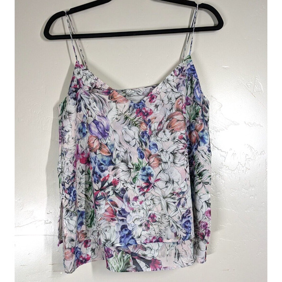 H&M Floral Print‎ Tank Layered Top Womens size 4 V Neck Spaghetti Strap Camisole - Picture 3 of 10